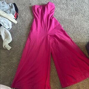 Free People Fuchsia Strapless Jumpsuit